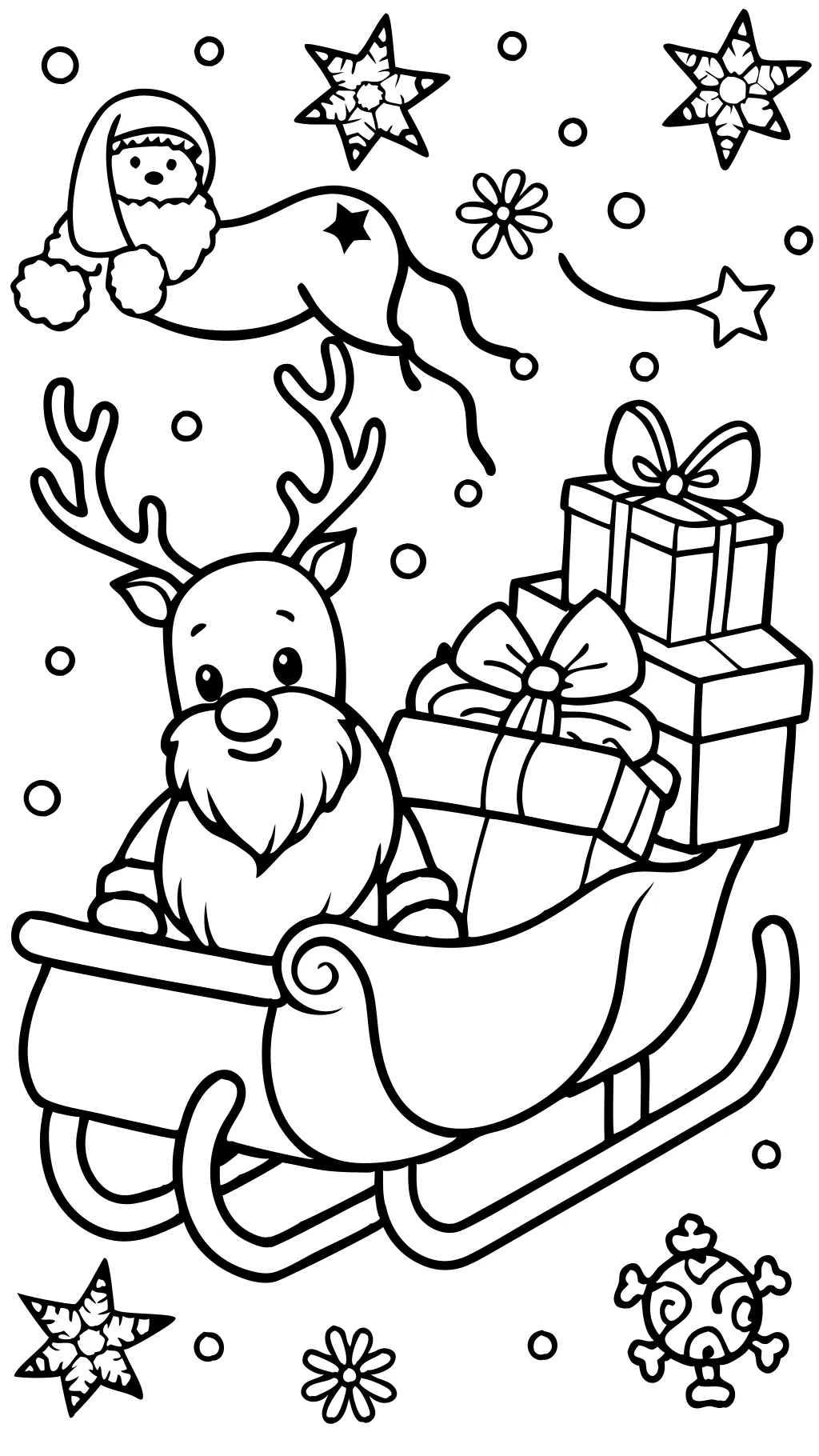 santa and sleigh coloring page